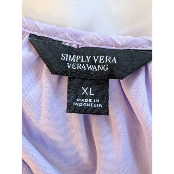 Simply Vera Vera Wang Top Women's XL Purple Smocked Ruffle Blouse Boho Sheer - Picture 3 of 14